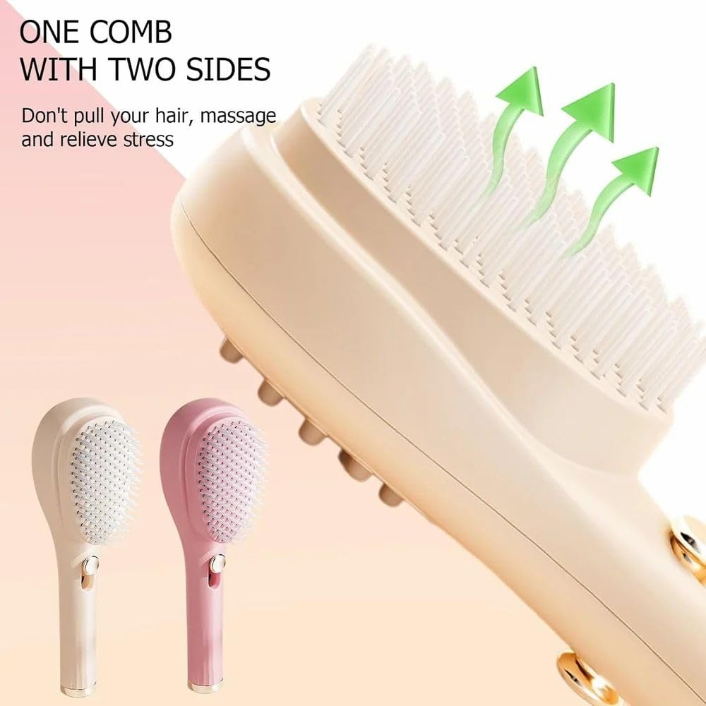 Big Size Self-Cleaning Hair Brush | One-Click Detangling Comb for Women and Men | Anti-Static Scalp Massage Comb