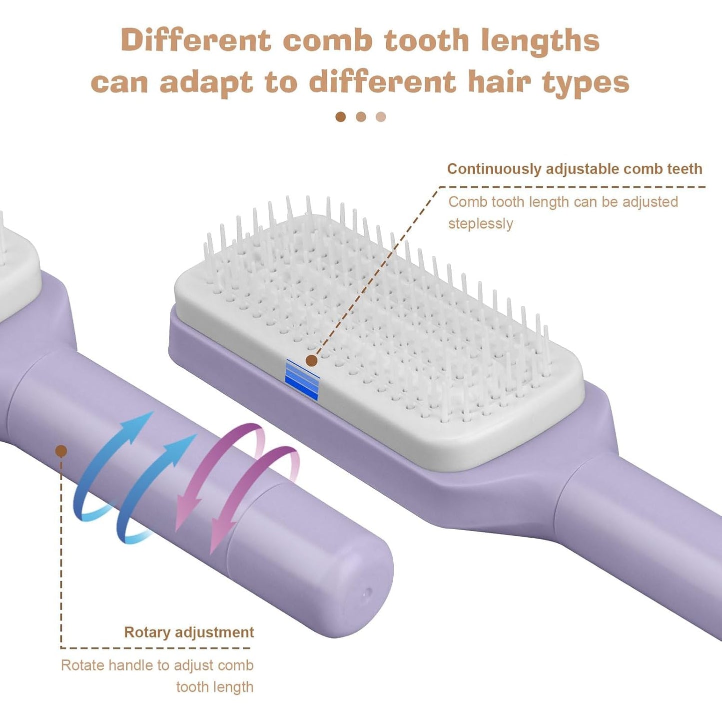 4-in-1 Self-Cleaning Hairbrush | Anti-Static Massage Comb for Adults & Kids | Detangling Brush for All Hair Types