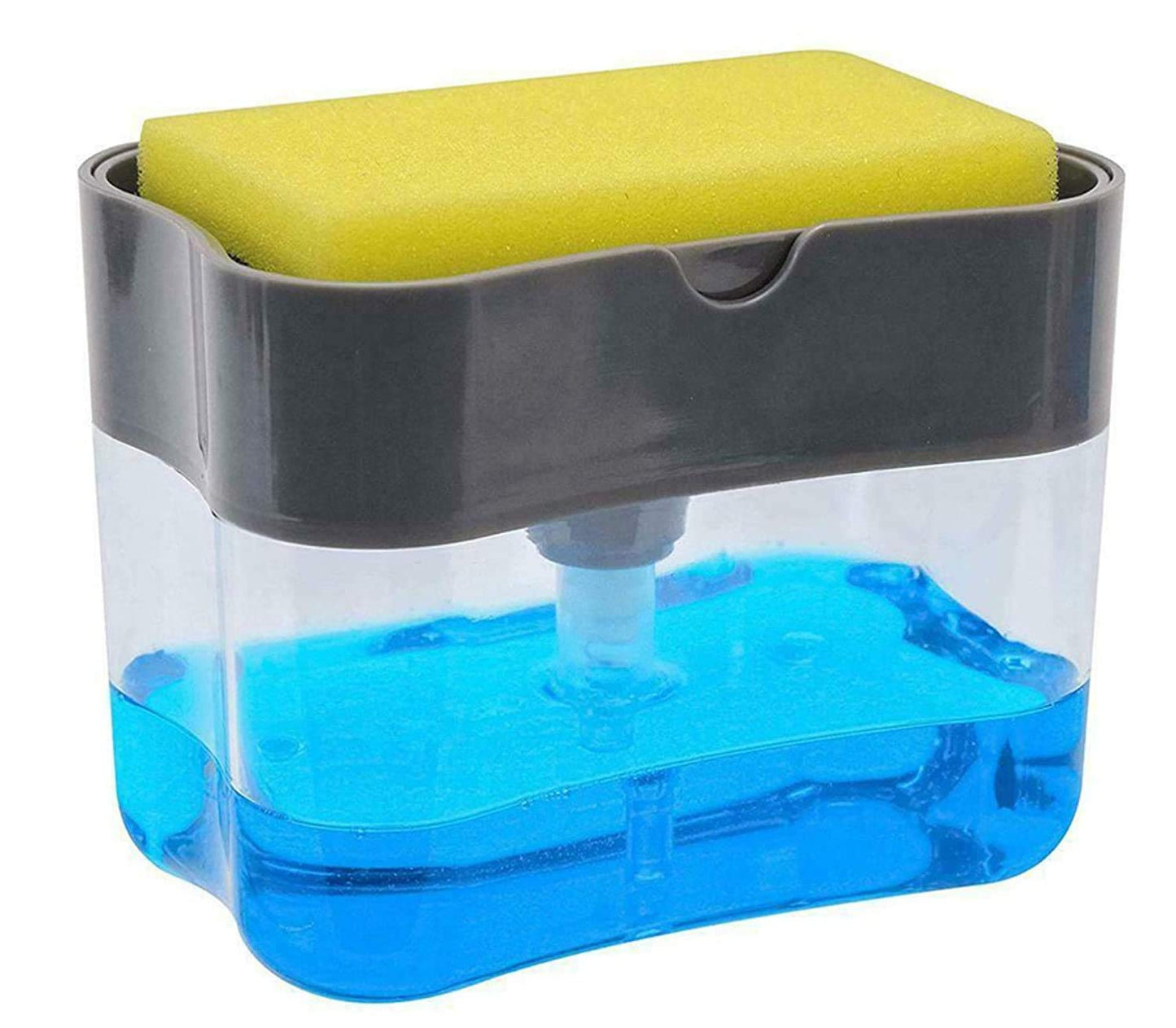 2 in 1 Liquid Soap Dispenser with Sponge Holder – Kitchen Sink Dishwashing Soap Pump Caddy | Space-Saving Multicolor Organizer