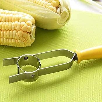 Stainless Steel Corn Slicer Peeler | Cob Cutter & Kernel Remover Tool (Silver)