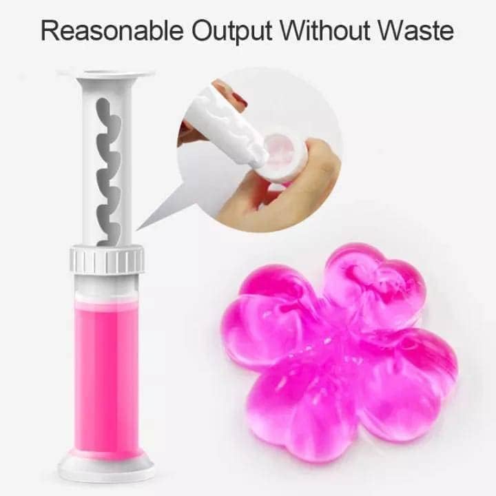 Toilet Gel Bowl Cleaner – Flower Stamp Push & Click Dispenser, Long-Lasting Fragrance Multi Color 1 Pc