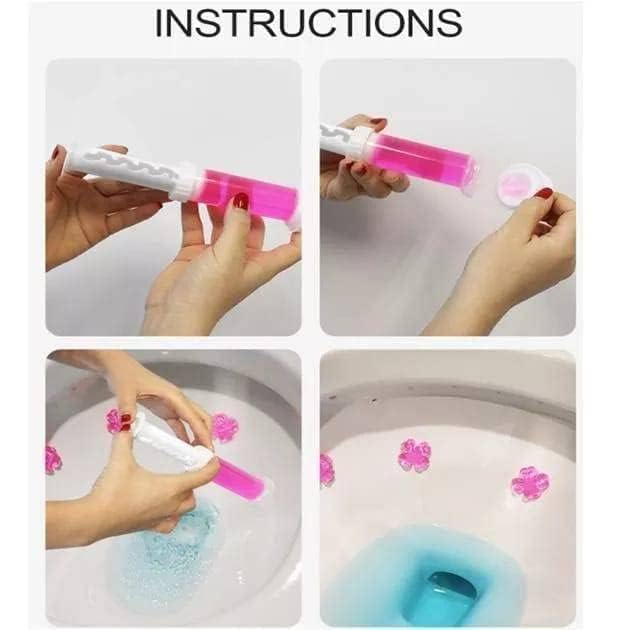 Toilet Gel Bowl Cleaner – Flower Stamp Push & Click Dispenser, Long-Lasting Fragrance Multi Color 1 Pc