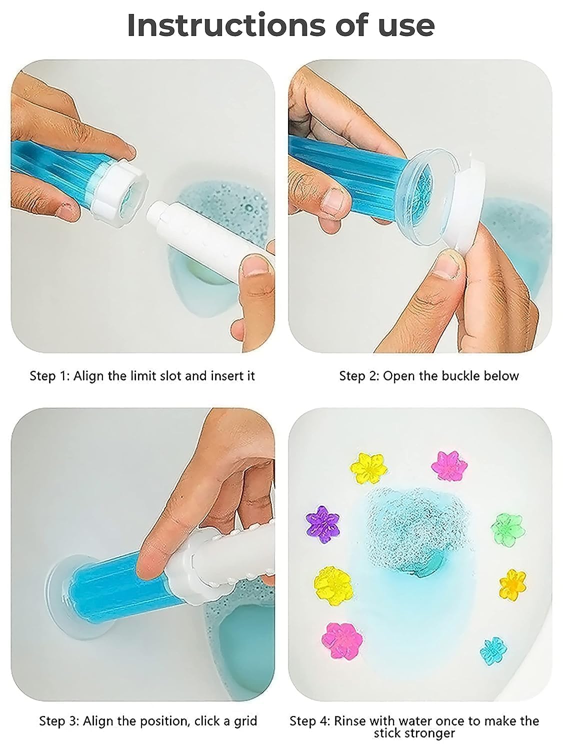Toilet Gel Bowl Cleaner – Flower Stamp Push & Click Dispenser, Long-Lasting Fragrance Multi Color 1 Pc