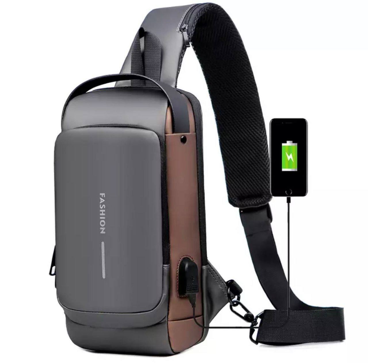 Travel USB Charging Sport Sling Anti-Theft Shoulder Bag With Password Lock For Men And Women