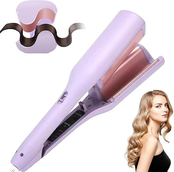 Wave Curling Iron - 4-Temperature Hair Crimper for Wedding & Party Styling | 32mm Ceramic Waver for S-Curls | Heat-Resistant Pink Hair Styler