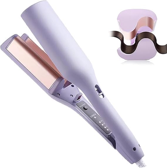 Wave Curling Iron - 4-Temperature Hair Crimper for Wedding & Party Styling | 32mm Ceramic Waver for S-Curls | Heat-Resistant Pink Hair Styler