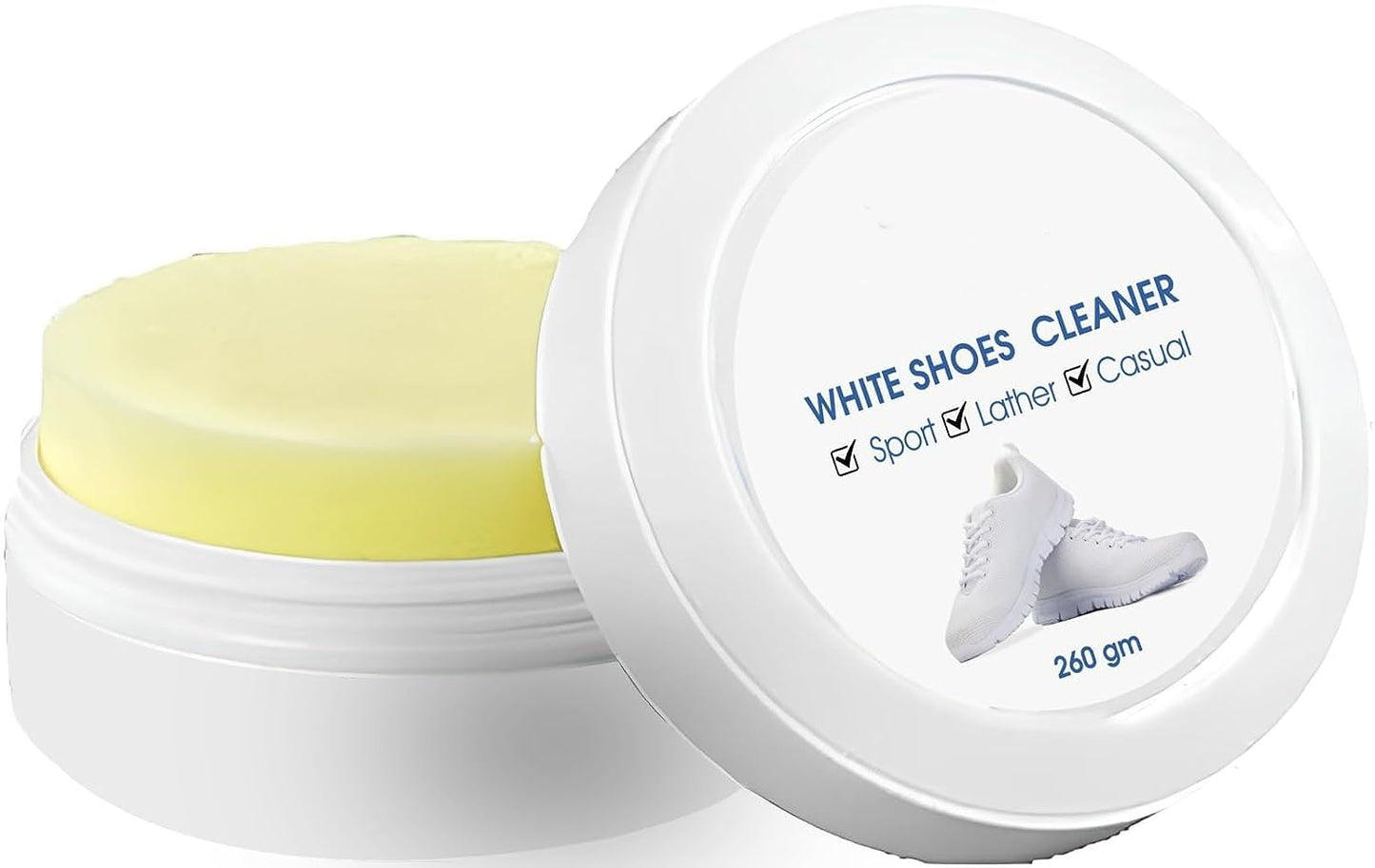 White Shoe Cleaning Cream Kit with Sponge | No-Wash Shoe Whitening & Stain Remover for Leather, Sneakers, Canvas, Car Interiors & More