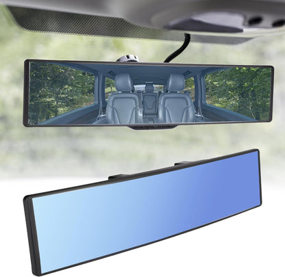 12” Wide Rear View Mirror – Anti-Glare Clip-On, HD Blue Glass