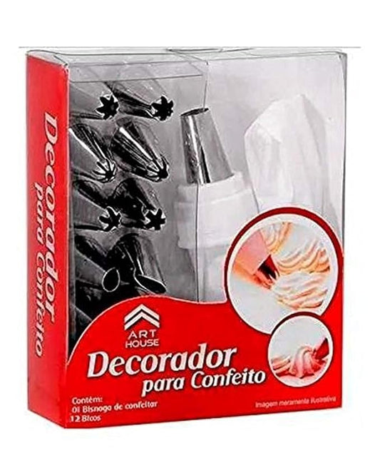 12-Piece Russian Tulip Nozzle Cake Decorating Kit - Stainless Steel Icing Tips with Silicone Piping Bag