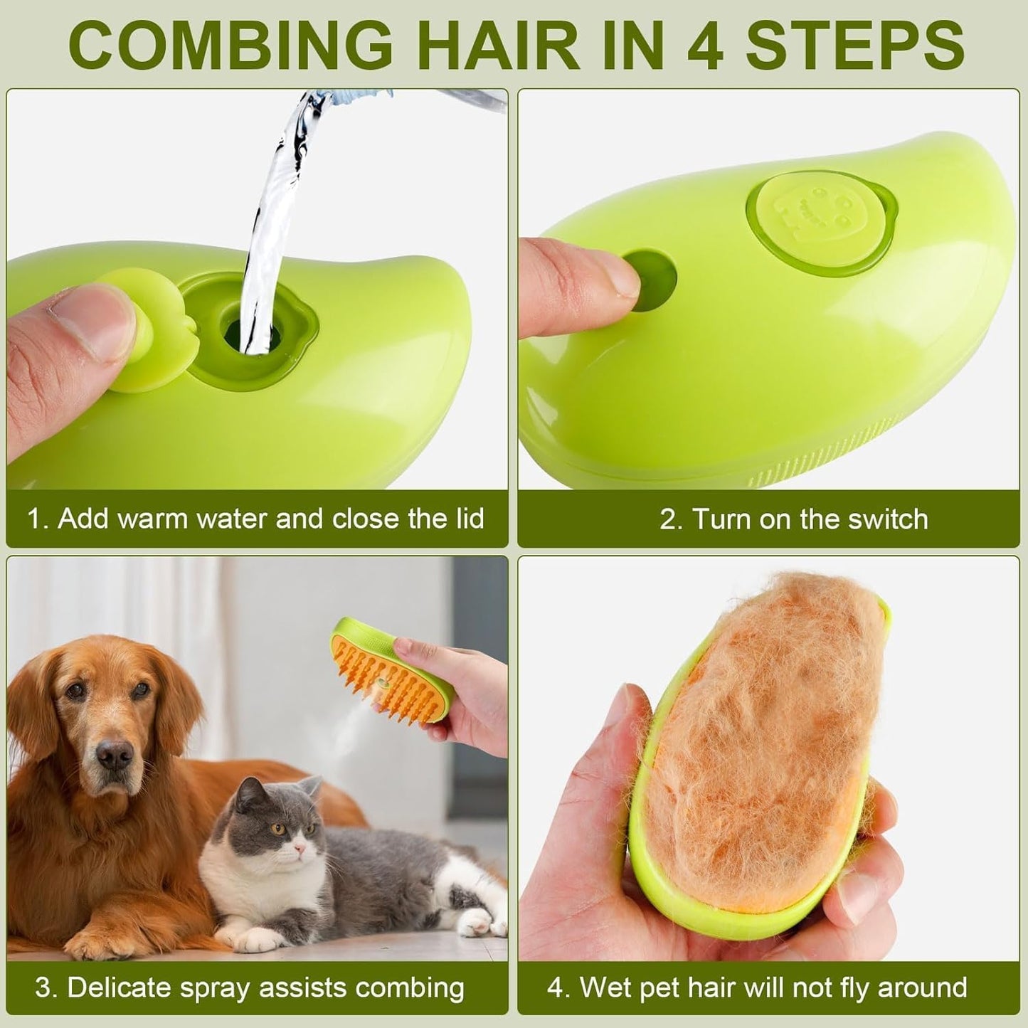 2-in-1 Mango Shape Pet Steam Brush