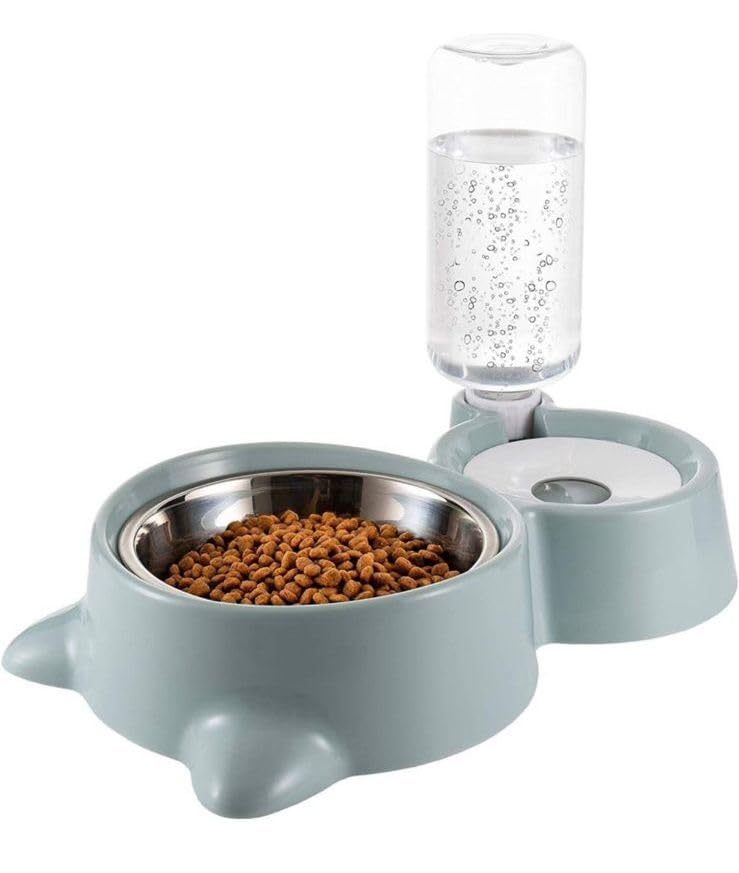 2-in-1 Pet Food & Water Feeder – Stainless Steel Bowl
