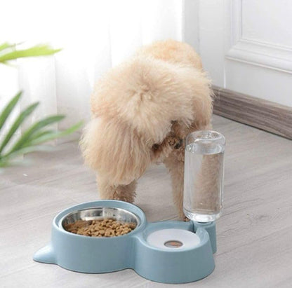 2-in-1 Pet Food & Water Feeder – Stainless Steel Bowl