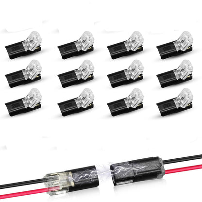 2 Pin Toolless Quick Wire Connector Set Black Male Female (12 Pack)