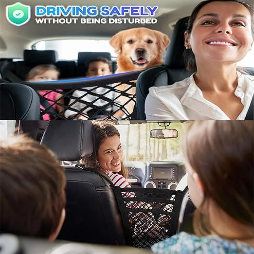 3-Layer Car Seat Back Organizer – Kids & Pet Barrier Storage
