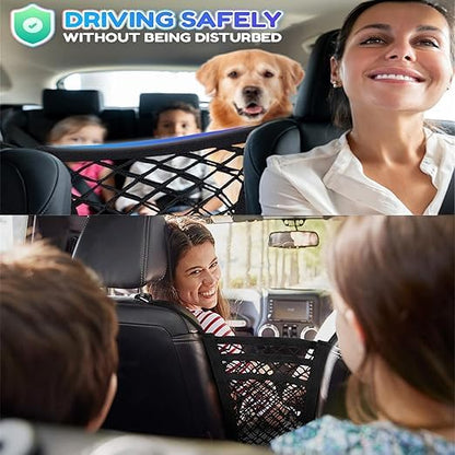 3-Layer Car Seat Back Organizer – Kids & Pet Barrier Storage