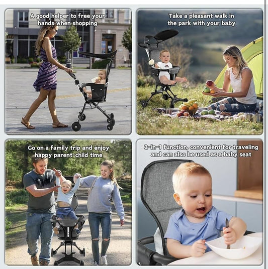 3 in 1 Baby Stroller with Recline & 5-Point Safety Harness