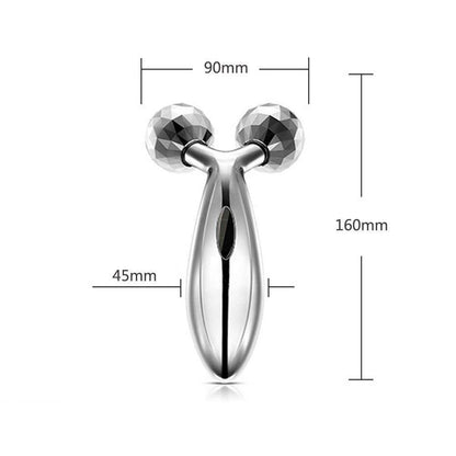 3D Face & Body Massager Roller - 360° Rotate Manual Roller for Skin Lifting, Wrinkle Removal & Full Body Massage (Silver)