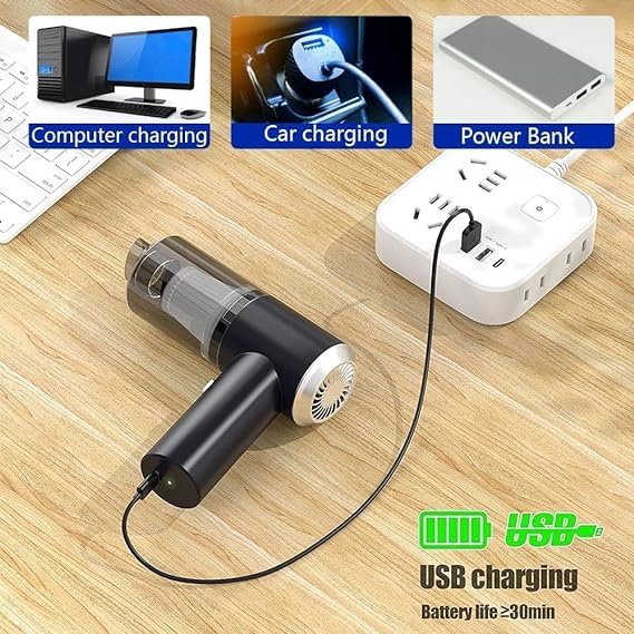 3-in-1 Cordless Vacuum Handheld USB Rechargeable Cleaner, Dust Buster, Air Blower - Ideal for Car, Home, Office - Powerful Pet Hair Cleaning