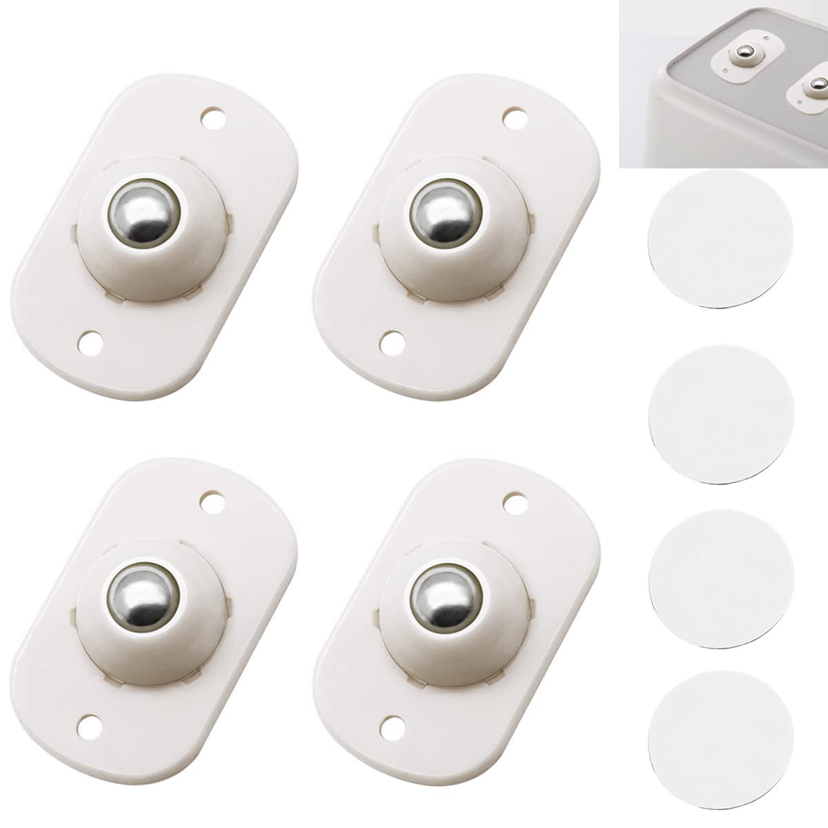 4-Piece Self-Adhesive Swivel Caster Wheels 360° for Furniture