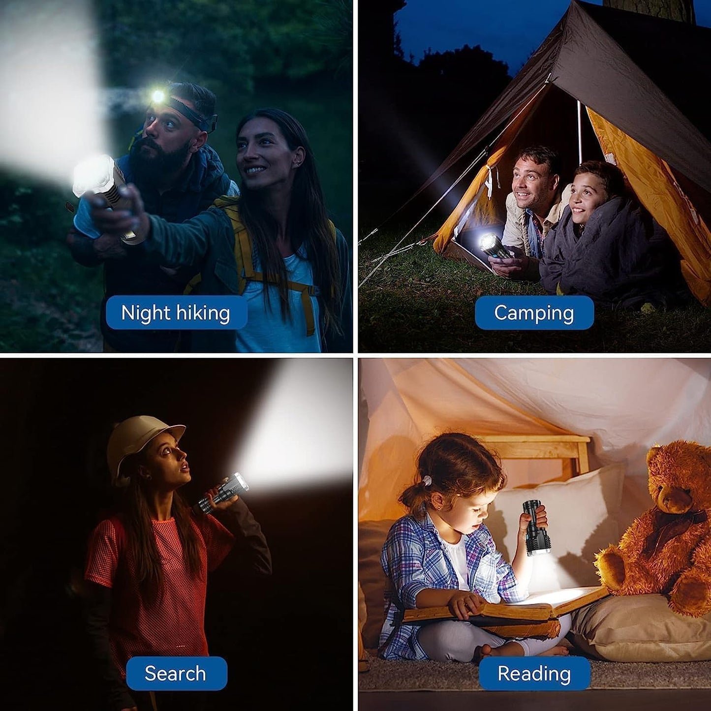 4-in-1 Rechargeable LED Torch Light – High Power Flashlight