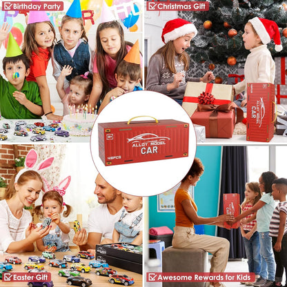 48 Pull Back Race Cars Toy Set with Storage Box for Kids