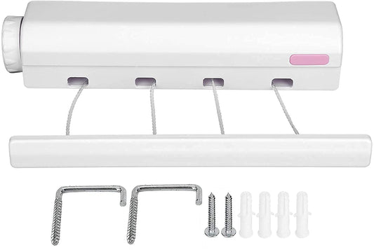 4-Line Retractable Clothesline - Wall Mounted Telescopic Laundry Dryer (3.2m) for Balcony/Bathroom | Space Saving Clothes Drying Rack for Indian Homes, Apartments & Hotels