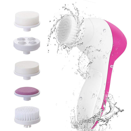 5-in-1 Electric Facial Massager Kit – Face Exfoliator & Skin Care Cleanser for Beauty & Relaxation