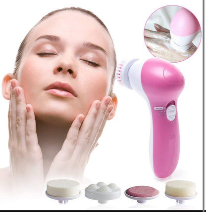 5-in-1 Electric Facial Massager Kit – Face Exfoliator & Skin Care Cleanser for Beauty & Relaxation