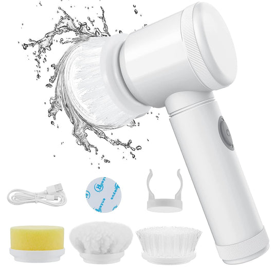 5-in-1 Electric Cleaning Brush | Cordless Power Scrubber with 3 Brush Heads for Bathroom, Kitchen, Floor, Glass & More