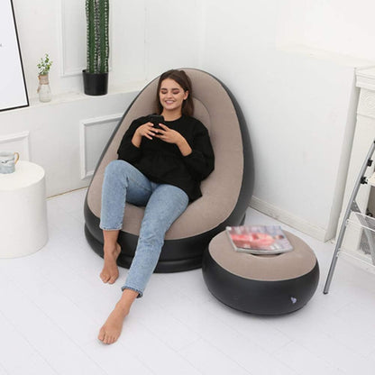 Inflatable Lounge Chair for Adults, Folding Portable Lazy Sofa with Foot Stool.