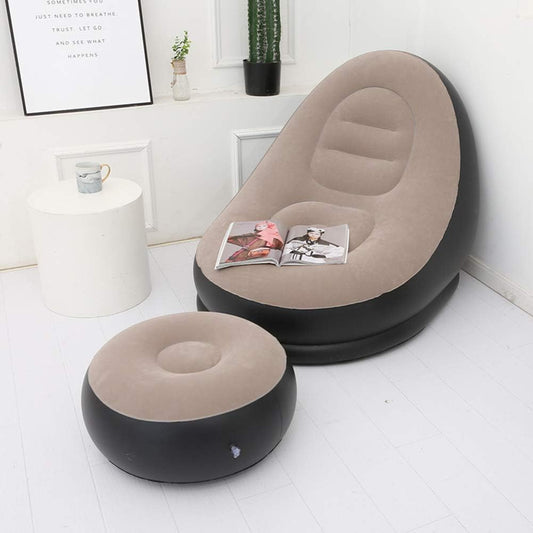 Inflatable Lounge Chair for Adults, Folding Portable Lazy Sofa with Foot Stool.