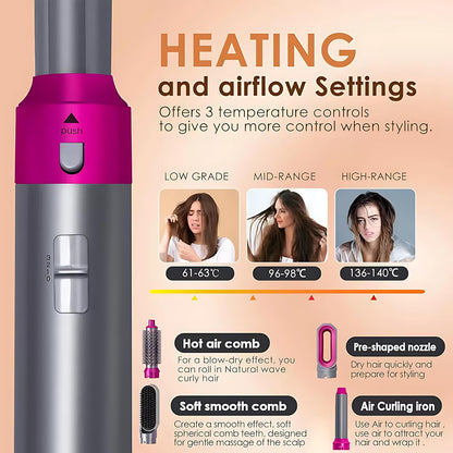 5-in-1 Hair Dryer Styling Tool | Curly, Straightening, Drying, & Styling Comb for All Hair Types