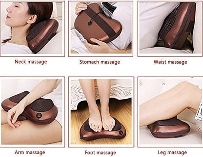 Car and Home Electric Neck, Back, and Shoulder Massager Pillow with Infrared Heating | Deep Tissue Kneading for Pain Relief