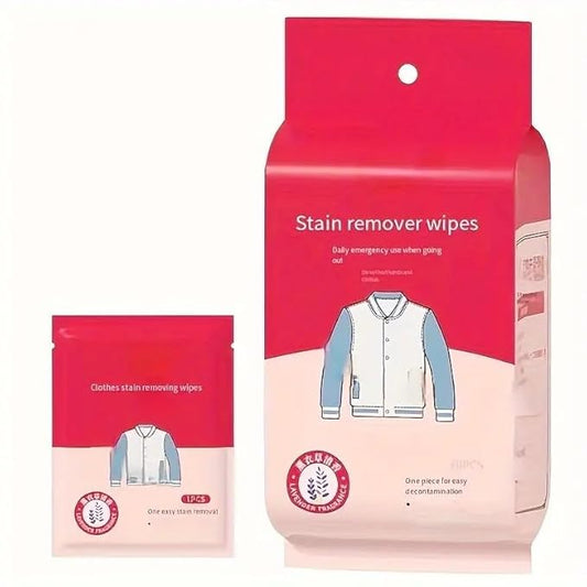 64 Pcs Clothing Stain Remover Wipes – Individually Wrapped, On-the-Go (Pack of 1, 64Pcs)