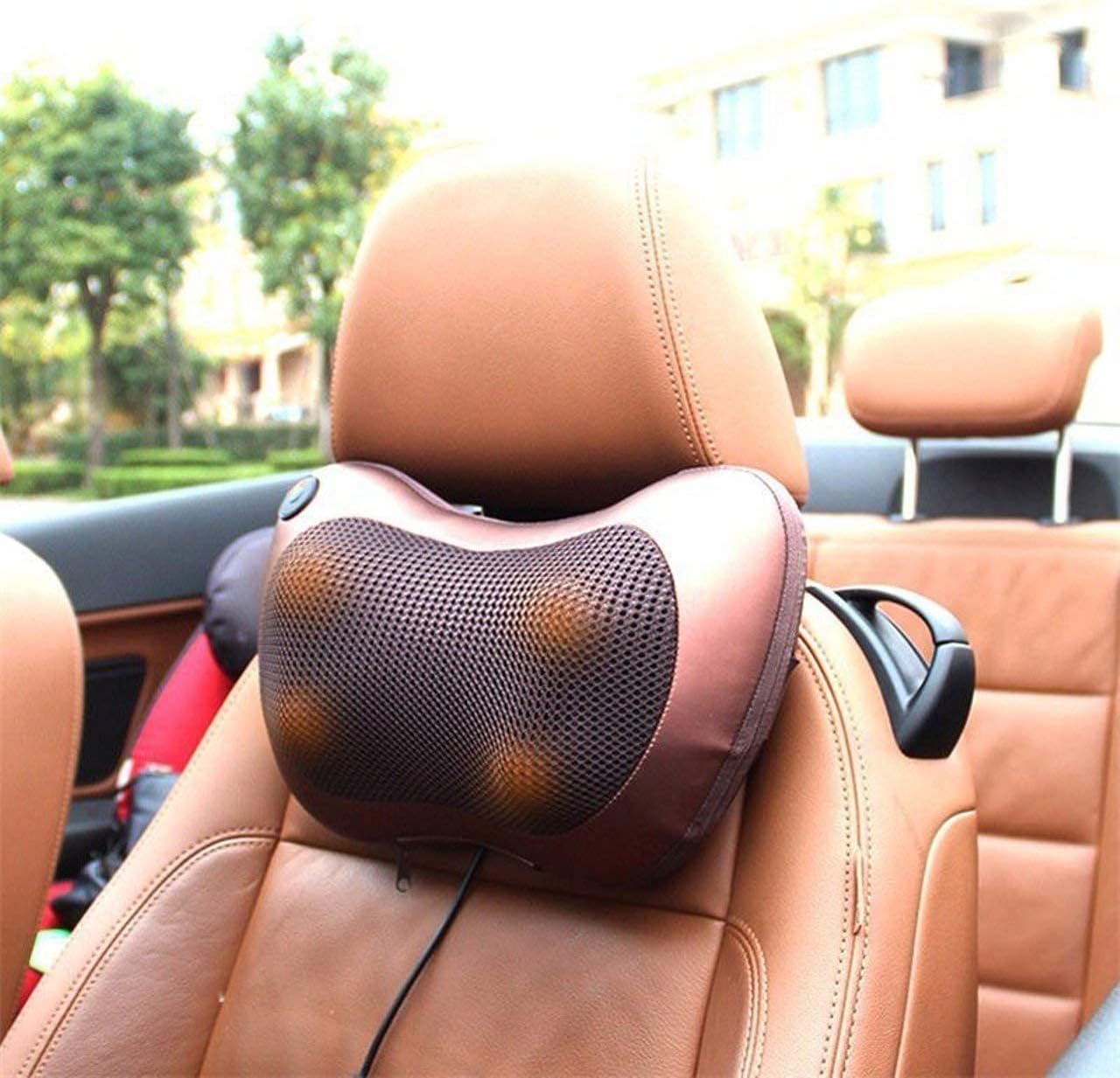 Car and Home Electric Neck, Back, and Shoulder Massager Pillow with Infrared Heating | Deep Tissue Kneading for Pain Relief