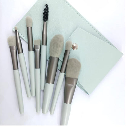 8-Piece Mini Makeup Brush Set: Professional Travel Kit with PU Bag Premium Synthetic Bristles Perfect for On-The-Go Glam