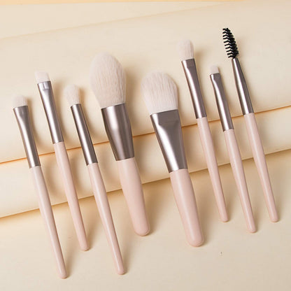 8-Piece Mini Makeup Brush Set: Professional Travel Kit with PU Bag Premium Synthetic Bristles Perfect for On-The-Go Glam