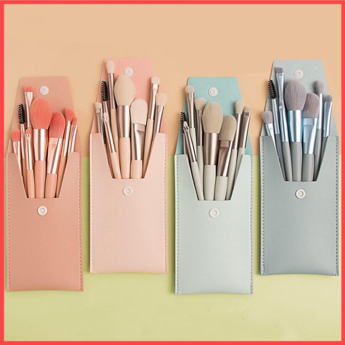 8-Piece Mini Makeup Brush Set: Professional Travel Kit with PU Bag Premium Synthetic Bristles Perfect for On-The-Go Glam