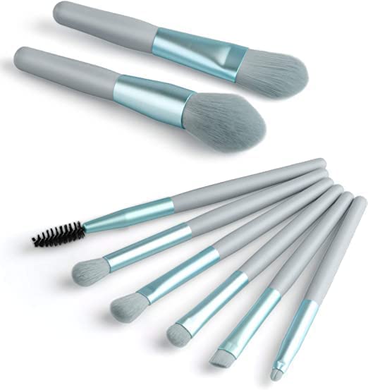 8-Piece Mini Makeup Brush Set: Professional Travel Kit with PU Bag Premium Synthetic Bristles Perfect for On-The-Go Glam