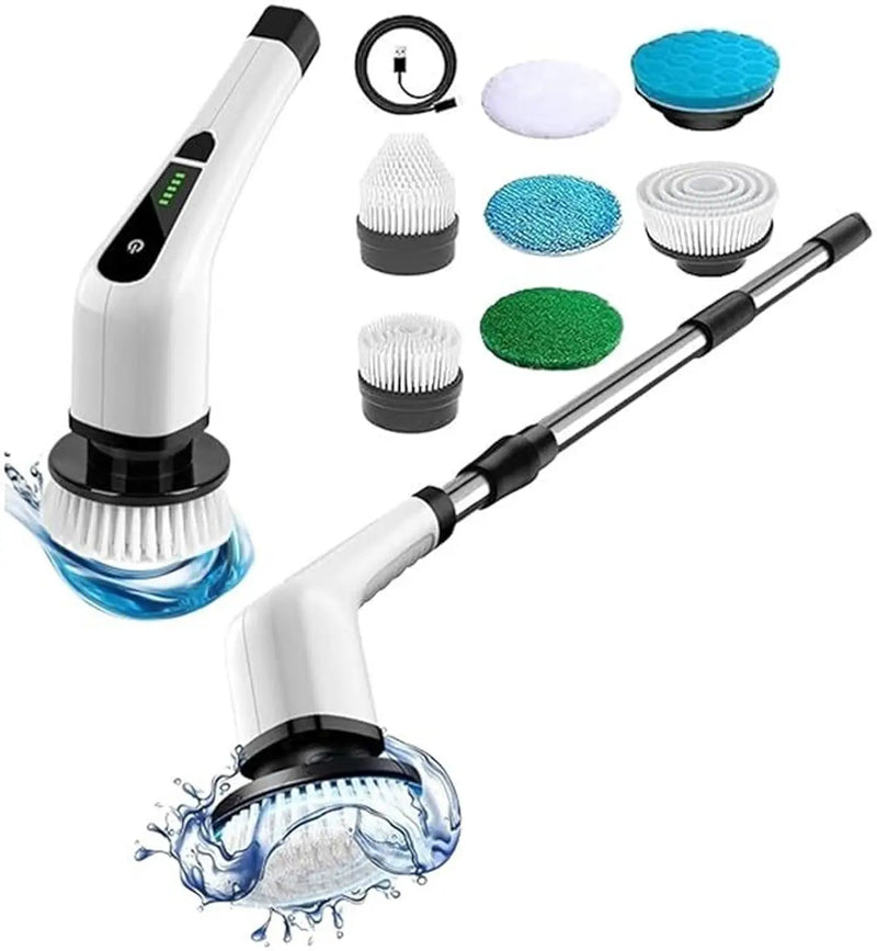 9-in-1 Electric Cleaning Brush | Rechargeable Power Scrubber with 9 Brush Heads, Dual Speeds & Extendable Handle for Home, Bathroom, Kitchen & Car