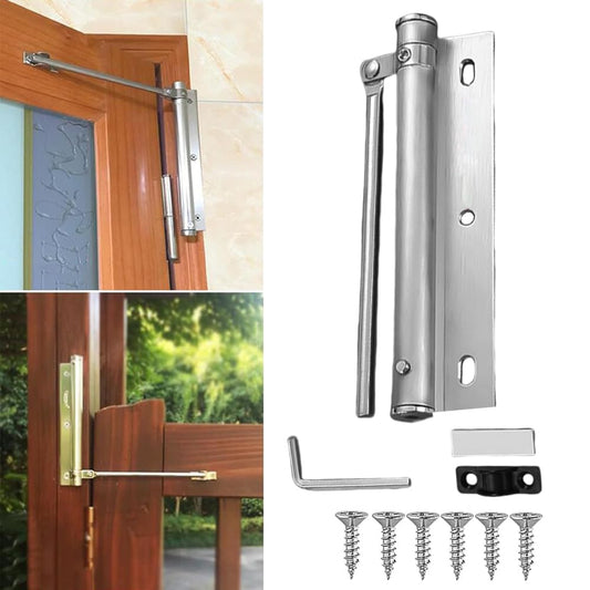 Adjustable Automatic Spring Door Closer for Home & Office (Silver)