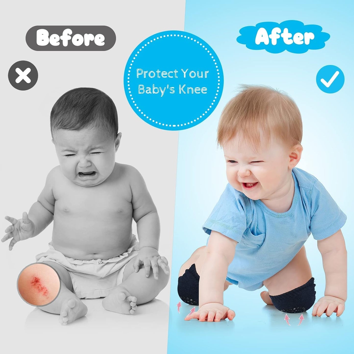 Baby Knee & Elbow Safety Pads Soft Cushion for Crawling Kids