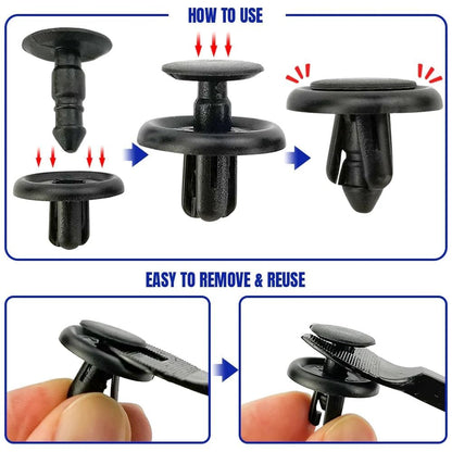 Black Fender Clip Lock Push Rivets for Car Bumper Door Mudguard