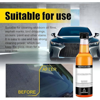 Windshield Cleaner & Oil Film Remover for Glass | 100ml Water Spot Remover for Auto & Home Glass Surfaces | Streak-Free Glass Cleaner for Car and Windows