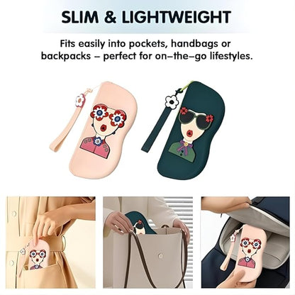 Cute silicone sunglasses case,Soft Travel Glasses Holder for Women, Men & Kids