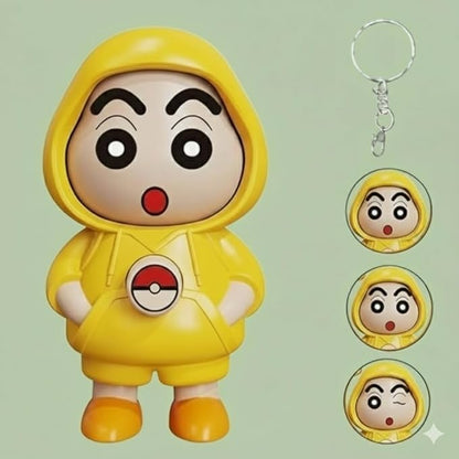 Face Changing Keychain 3D Cartoon Key Ring with 3 Expressions