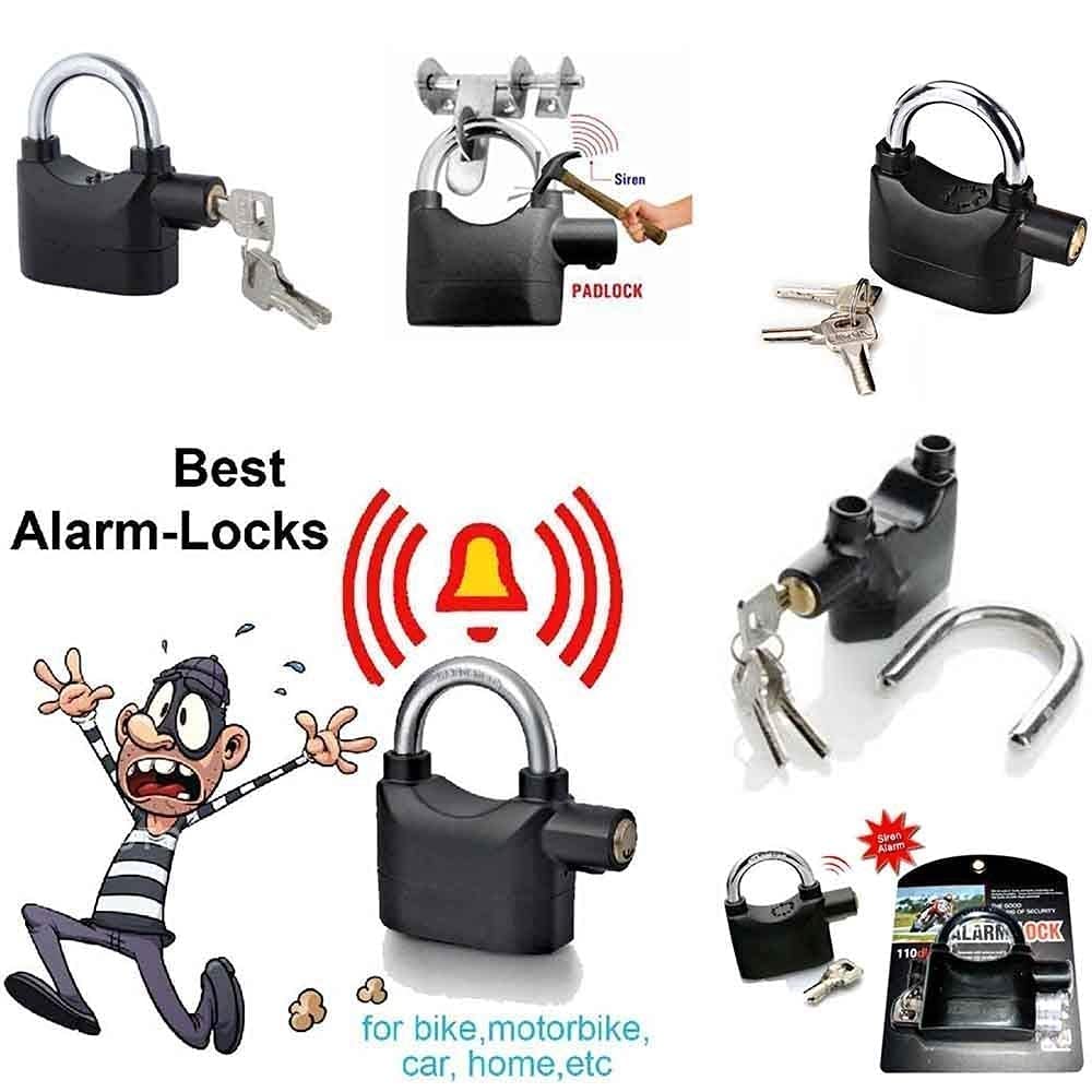 High Security Alarm Padlock with 110dB Siren & 3 Keys