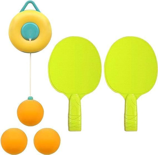 Indoor Hanging Table Tennis Trainer Set with 2 Rackets & 3 Balls