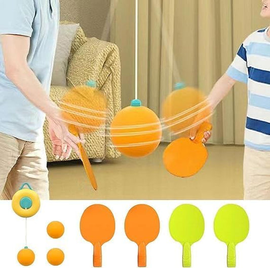 Indoor Hanging Table Tennis Trainer Set with 2 Rackets & 3 Balls
