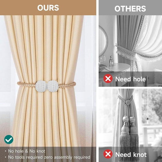 Magnetic Curtain Tiebacks – Decorative Drapery Holders (4 Pcs)